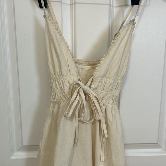 SHEIN Vcay Cream Plunge Neck Sundress size small sundress - Picture 2 of 5